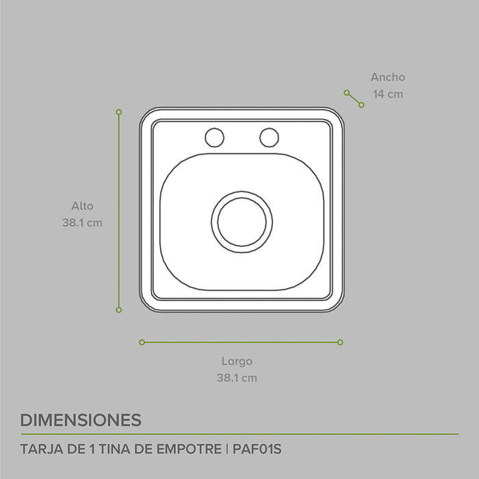 Tarja fregadero de acero inoxidable de empotre – 1 tina