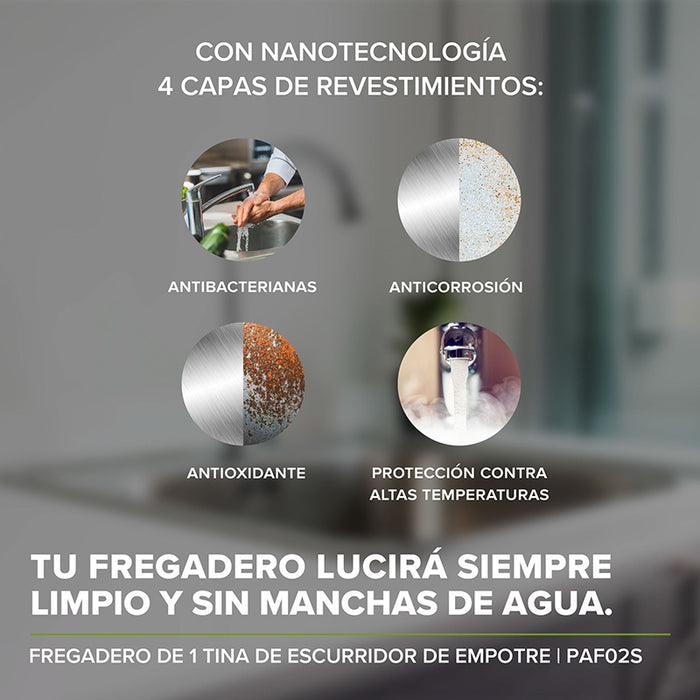 Tarja fregadero de acero inoxidable de empotre – 1 tina con escurridor