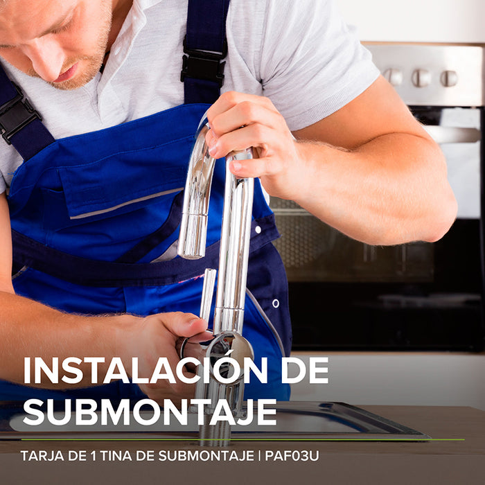 Tarja fregadero de acero inoxidable de submontaje – 1 tina