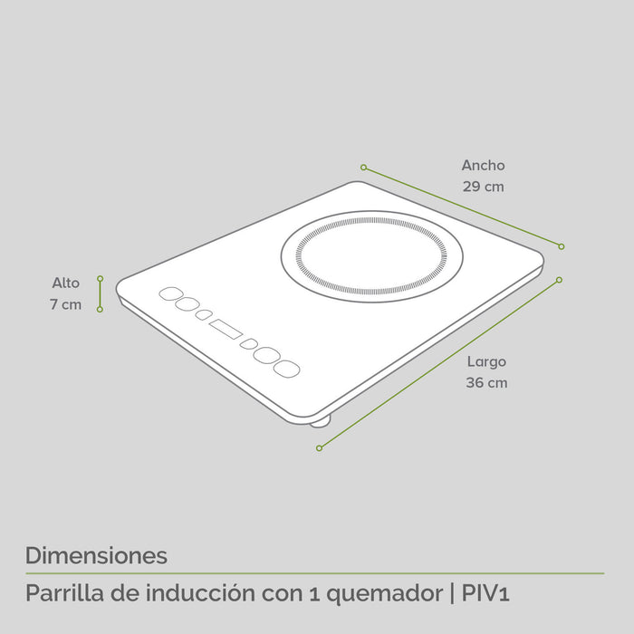 Parrilla de inducción 1 quemador 29 cm 1500 W 120 V