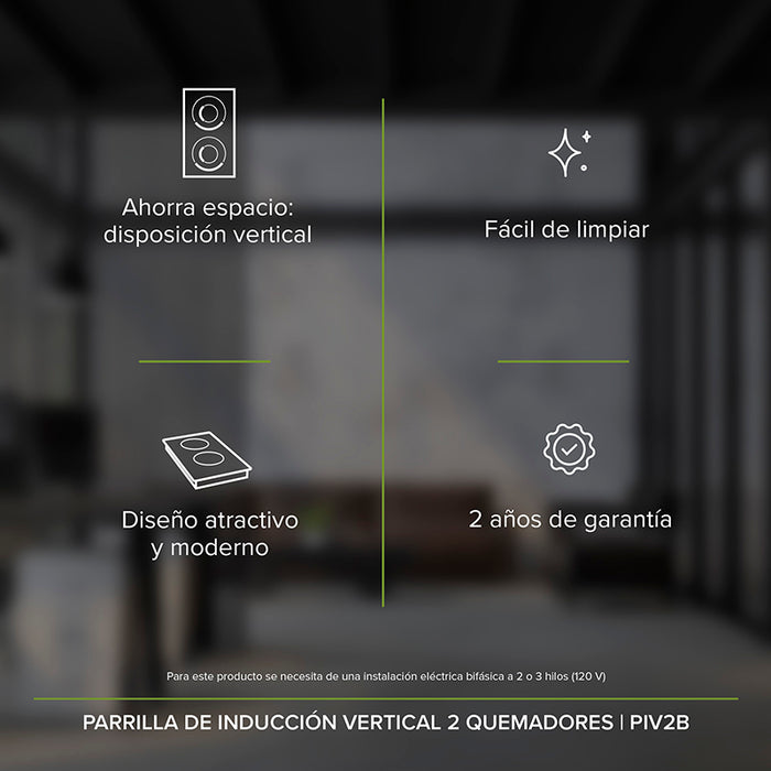 Ahorra espacio usando una parrilla de inducción vertical, su diseño es moderno, además es muy fácil de limpiar.