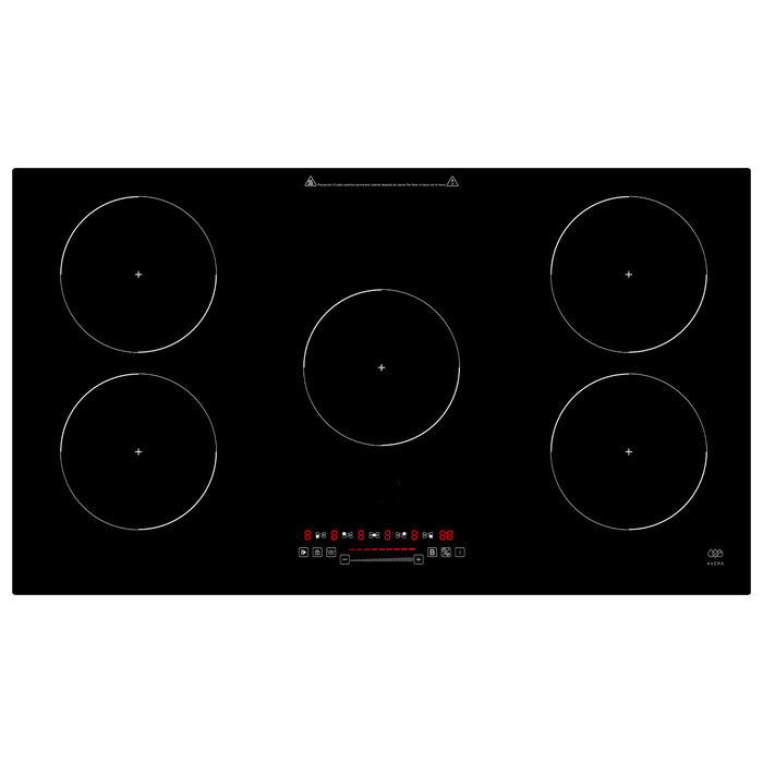 Parrilla de inducción 5 quemadores 90 cm con función booster 6400 - 7600 W 220V + control WiFi