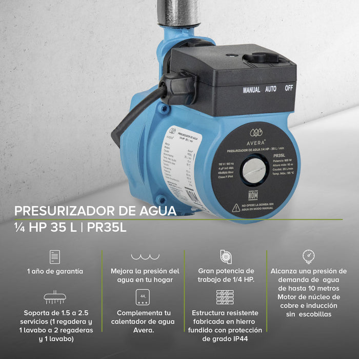 Combo Calentador modulante gas LP 14 L + Presurizador 35 L