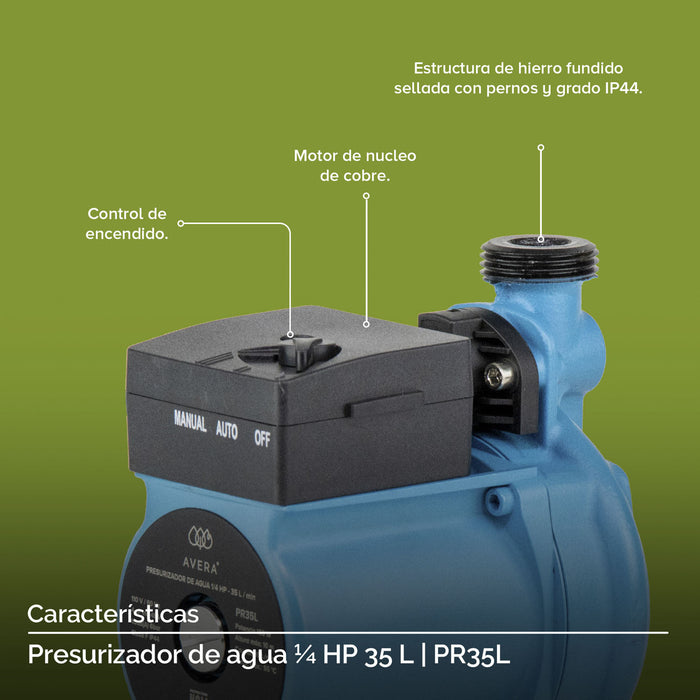 Combo Calentador instantáneo gas LP 12 L + Presurizador 35 L