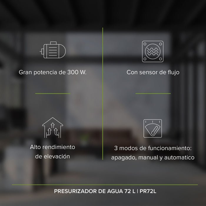 Combo Calentador instantáneo gas LP 16 L + Presurizador 72 L