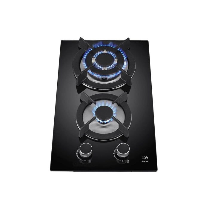 Tricombo Parrilla de gas 2 quemadores 31 cm + Parrilla de inducción 4 quemadores 59 cm + Campana de pared de 90 cm - negro
