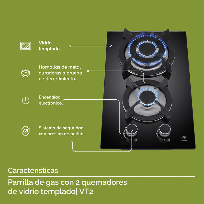 Tricombo Parrilla de gas 2 quemadores 31 cm + Parrilla de inducción 4 quemadores 59 cm + Campana de pared de 90 cm - negro