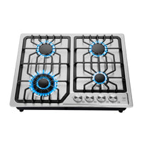 Parrilla de gas 4 quemadores 58 cm en acero inoxidable con soporte spider