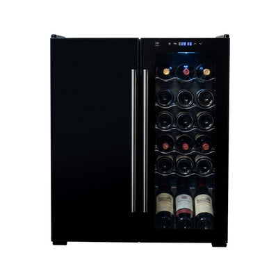Cava de vinos 18 botellas y congelador 2 en 1 con doble zona de temperatura 92 L