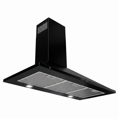 Campana de cocina de pared piramidal 90 cm, 800 m³/h de extracción en acero inoxidable - negro