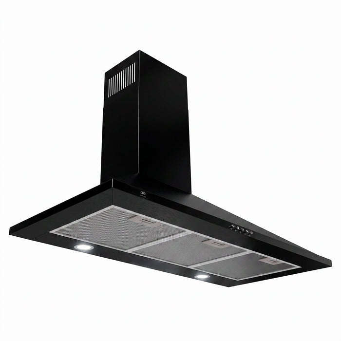 Campana de cocina de pared piramidal 90 cm, 800 m³/h de extracción en acero inoxidable - negro