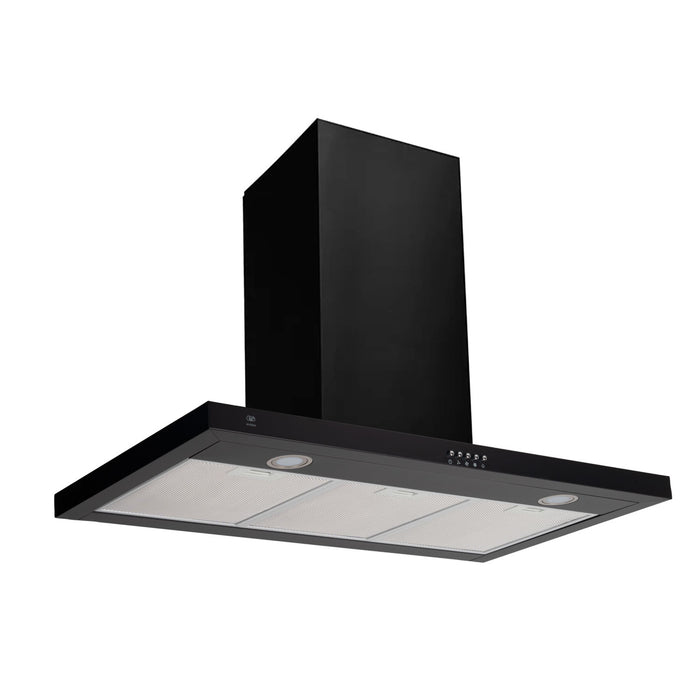 Campana de cocina de pared 90 cm en acero inoxidable con iluminación de 2 focos LED - negro