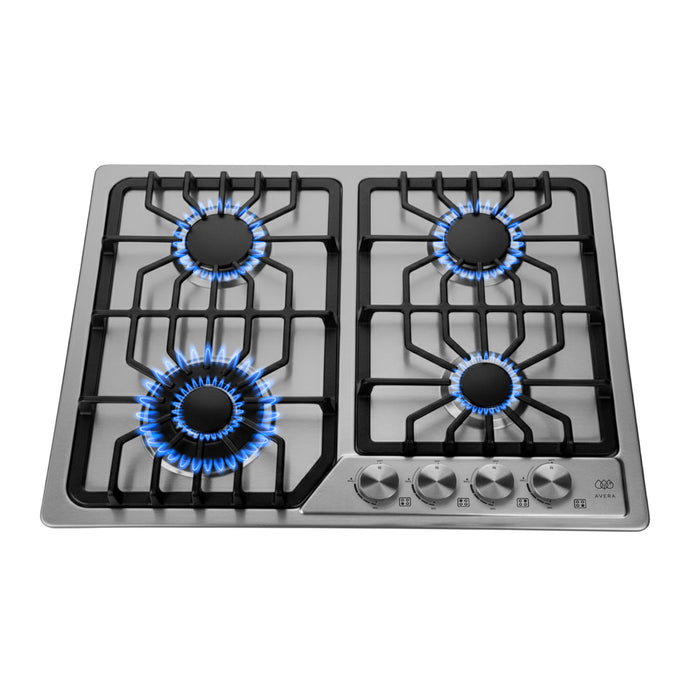 Parrilla de gas 4 quemadores 59 cm en acero inoxidable