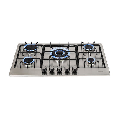 Parrilla de gas 5 quemadores 76 cm en acero inoxidable