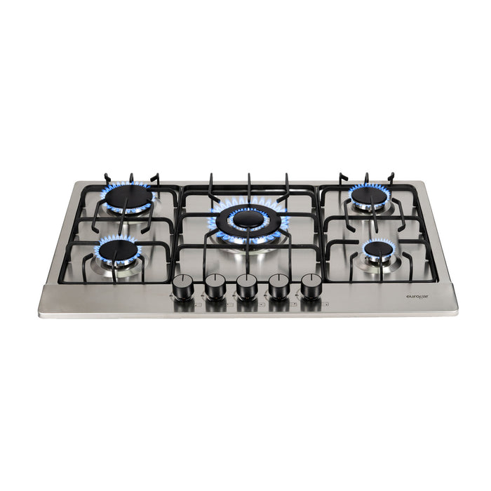 Parrilla de gas 5 quemadores 76 cm en acero inoxidable