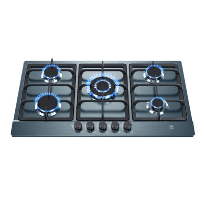 Parrilla de gas 5 quemadores 86 cm en acero inoxidable - negro satinado profundo