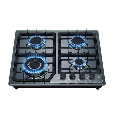Parrilla de gas 4 quemadores 59 cm en acero inoxidable - negro satinado profundo