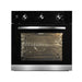 Horno de gas natural empotrable negro de 58L con perillas frontales, puerta de vidrio y quemador doble Avera.