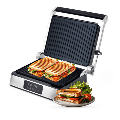 Parrilla grill eléctrica 3 en 1 XL apertura 180° con placas intercambiables