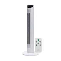 Ventilador de torre digital Avera blanco de 93 cm con pantalla LED de temperatura y control remoto incluido.