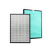 Kit de filtros HEPA y carbón activado para purificador PHEPA02 con marco negro y malla turquesa.