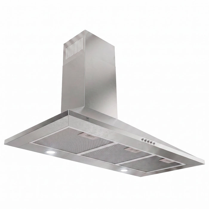 Campana de cocina de pared piramidal 90 cm, 800 m³/h de extracción en acero inoxidable