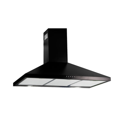 Campana de cocina de pared piramidal 90 cm en acero inoxidable, potencia motor 230 W - negro