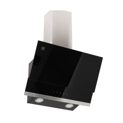 Campana de cocina de pared inclinada 60 cm control táctil, vidrio templado - negro