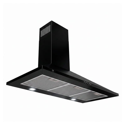 Campana de cocina de pared piramidal 76 cm, 800 m³/h de extracción en acero inoxidable - negro