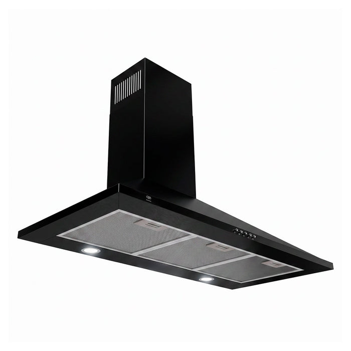 Campana de cocina de pared piramidal 76 cm, 800 m³/h de extracción en acero inoxidable - negro