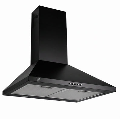 Campana de cocina de pared piramidal 60 cm, 800 m³/h de extracción en acero inoxidable - negro