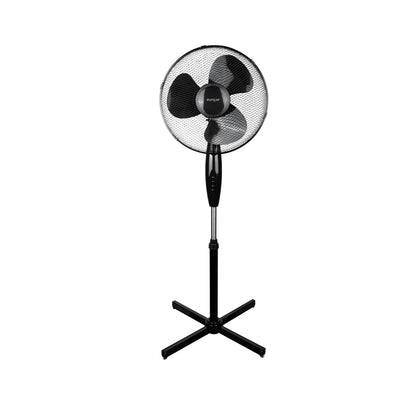 Ventilador de pedestal 16 pulgadas, 3 velocidades, oscilación 90° y altura ajustable