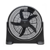 Ventilador de piso negro de 23 pulgadas con 5 aspas turbo y 3 velocidades, ideal para oficina u hogar.