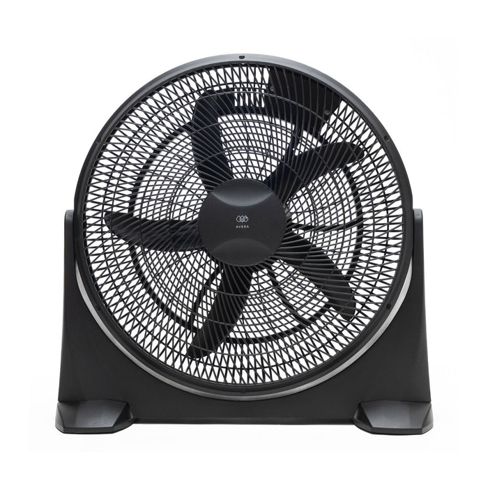 Ventilador de piso negro de 23 pulgadas con 5 aspas turbo y 3 velocidades, ideal para oficina u hogar.