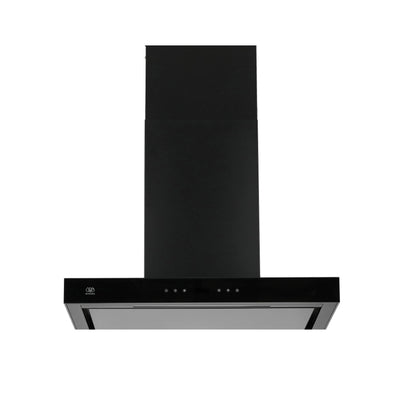 Campana de cocina para isla tipo T 76 cm, 780 m3/h de extracción control táctil y WiFi con temporizador, acero inoxidable - negro