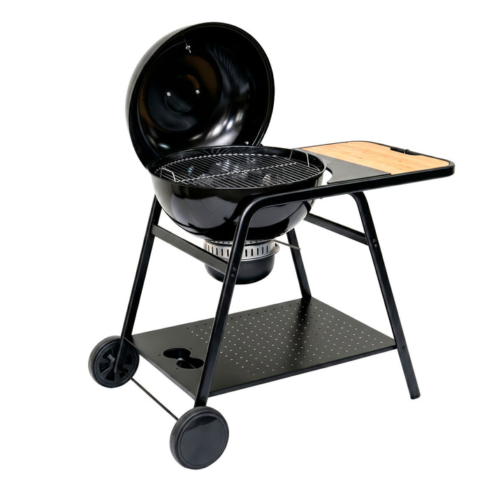 Asador de carbón de 22" 58 cm con termómetro, bandeja de cenizas y mesa lateral