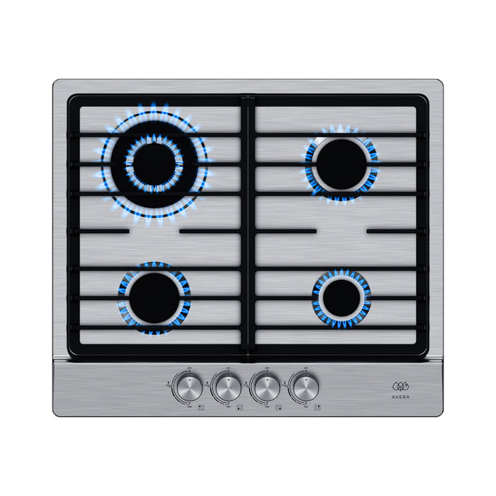 Combo Parrilla de gas 4 quemadores 58 cm perillas centrales + Campana de pared 60 cm