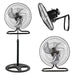 Ventilador negro 3 en 1 de pedestal, piso y pared con 3 velocidades y altura ajustable para hogar u oficina.