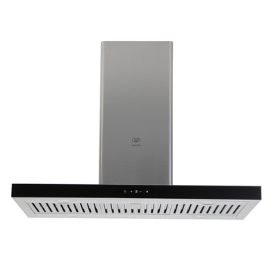 Campana de cocina para isla tipo T 90 cm, 780 m3/h de extracción control táctil y de gestos, acero inoxidable
