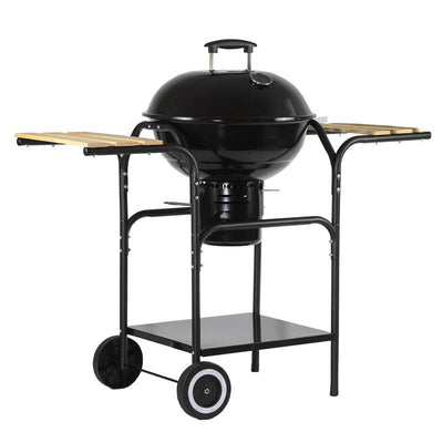 Asador de carbón de 18" 44 cm con termómetro, bandeja de cenizas y mesas laterales