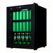 Enfriador de bebidas Avera negro para 50 latas con puerta de cristal, control digital y luz LED interna.