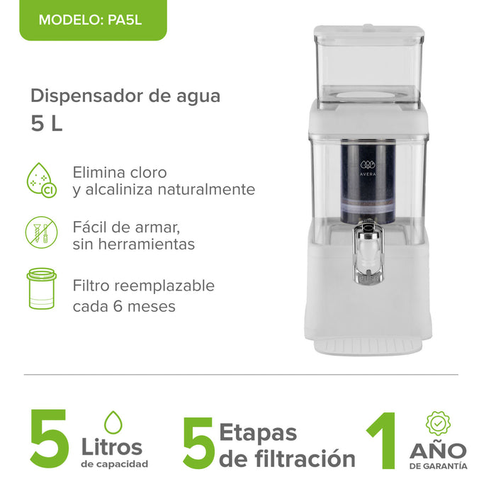 Filtro dispensador de agua 5 L - 5 etapas de filtración