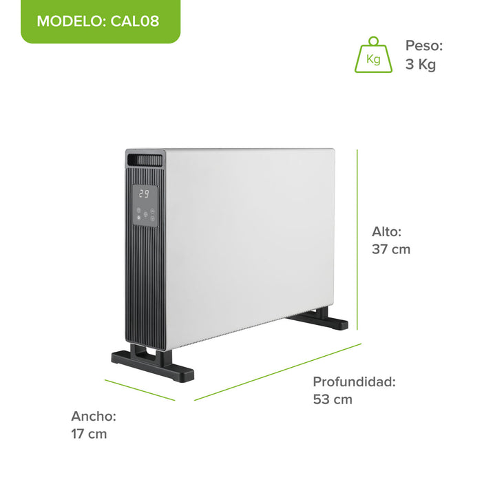 Calefactor eléctrico de convección con panel táctil - cobertura 20m2