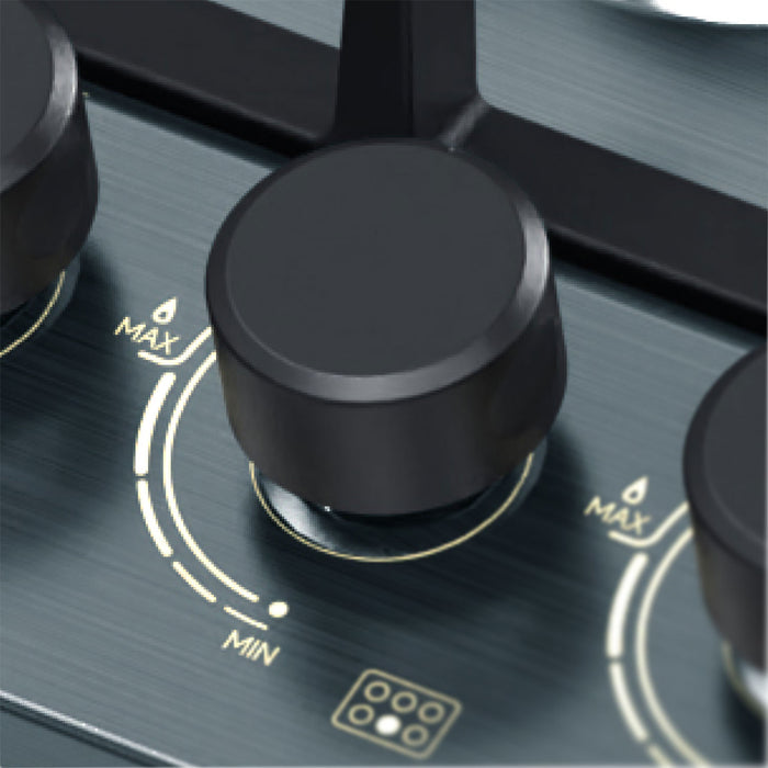 Parrilla de gas 6 quemadores 86 cm en acero inoxidable - negro