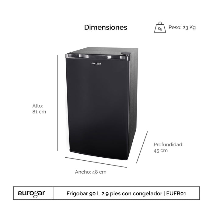 Frigobar 90 L 2.9 pies cúbicos con puerta reversible - negro