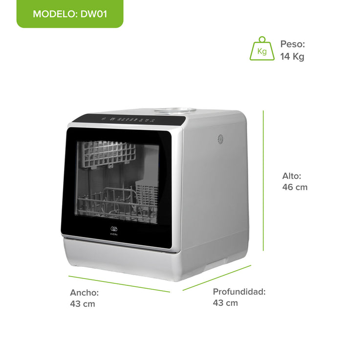 Lavavajillas portátil 5 L, 4 servicios, 5 programas de lavado