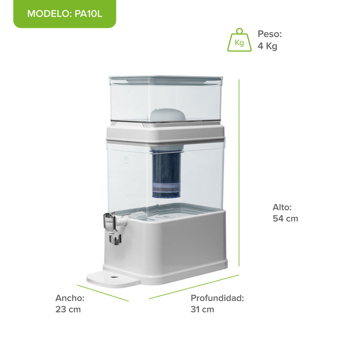 Combo Filtro dispensador de agua 10 L con 1 cartucho adicional - 1 año de rendimiento