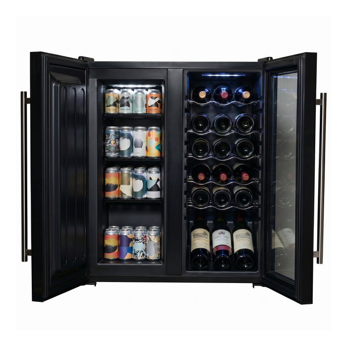 Cava de vinos 18 botellas con congelador de 36 L, 3 en 1 con doble zona de temperatura 92 L 3.24 pies cúbicos