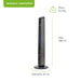 Ventilador de torre inteligente de 108 cm de alto, peso de 4.2 kg y base de 31 cm de diámetro.