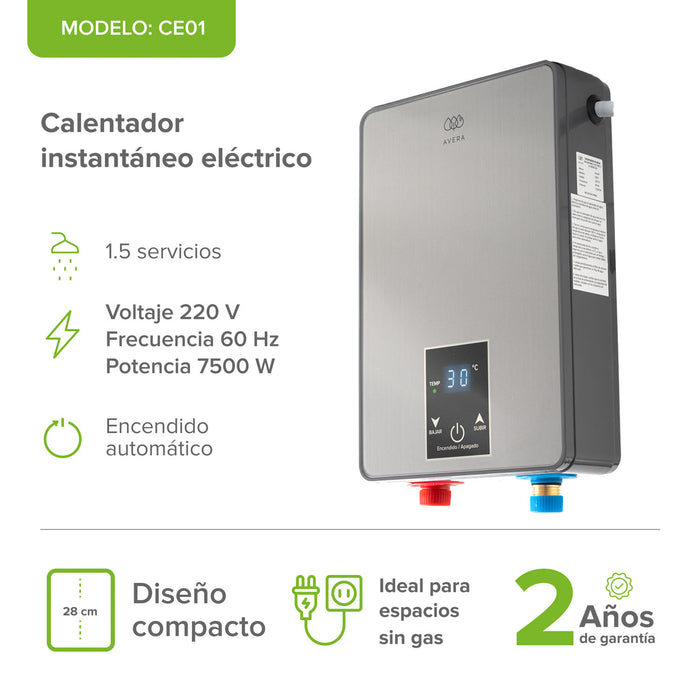 Calentador de agua instantáneo eléctrico 5 Litros compacto 220V, 1.5 servicios